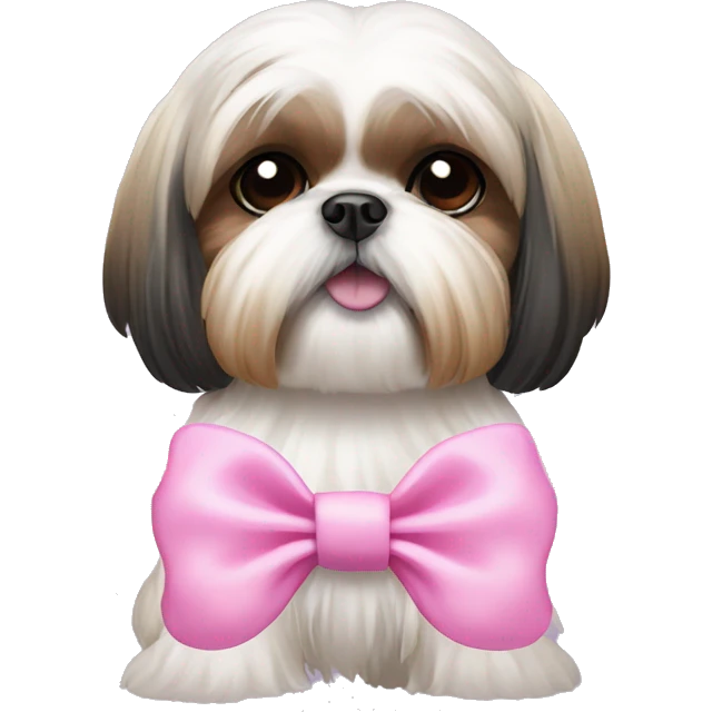 Shih Tzu dog wearing pink bow emoji