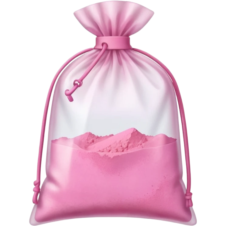 Clear bag with pink powder emoji