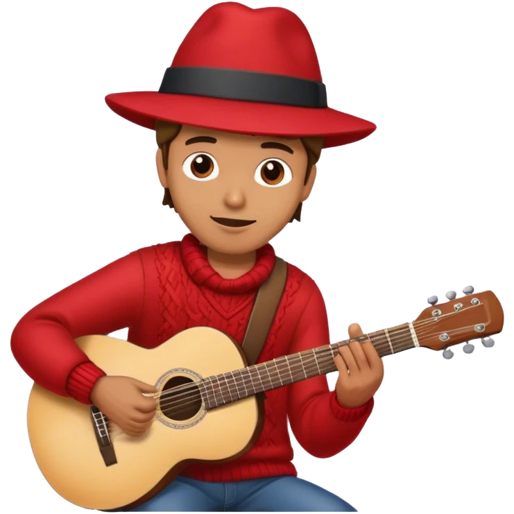 guy playing the guitar with an red wool hat emoji