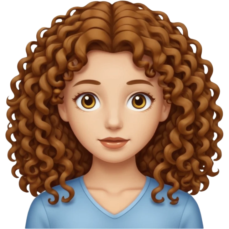 pale woman with ne meter long brown curly hair, middle part emoji