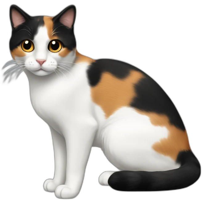 Calico cat with very black face and white nose stripe emoji