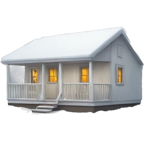 White cabin in snow emoji