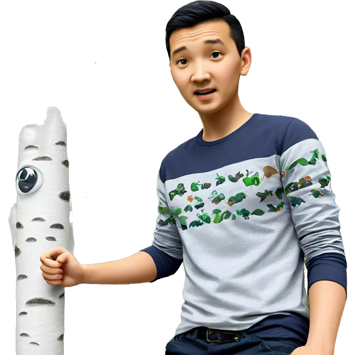 boy in forest looking at viewer emoji