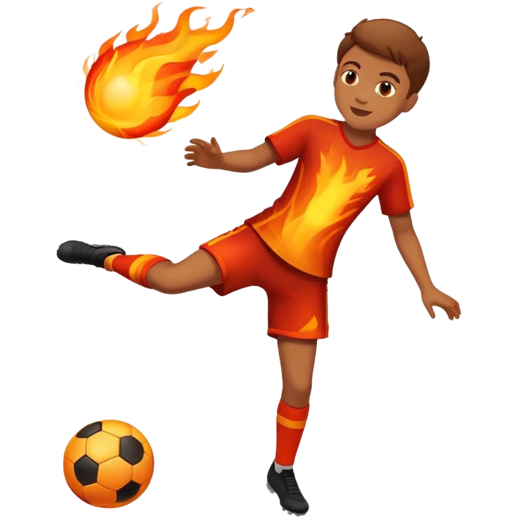 An emoji of a boy mi Kong a ball in fire emoji