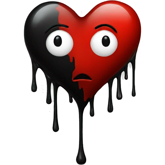 Black heart dripping red emoji