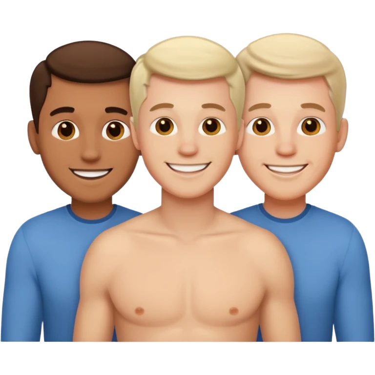 Three white men heads with love emoji