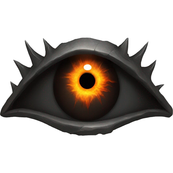 Eye of Sauron with glowing orange iris, set in a dark tower of Mordor emoji