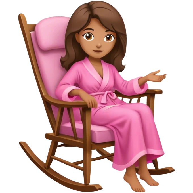 Brazilian beauty reclining in rocking chair in a pink rob emoji
