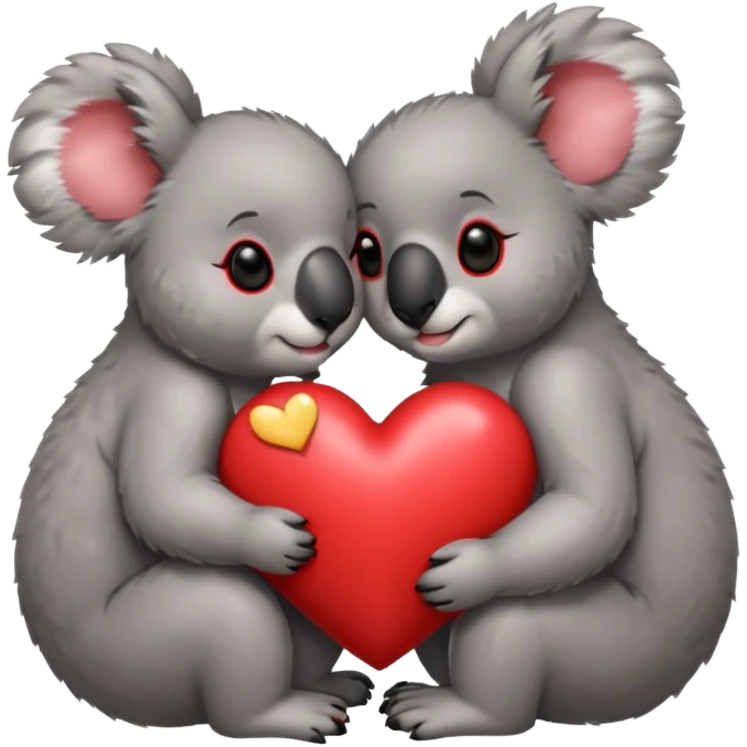 koalas cuddling with heart between them emoji