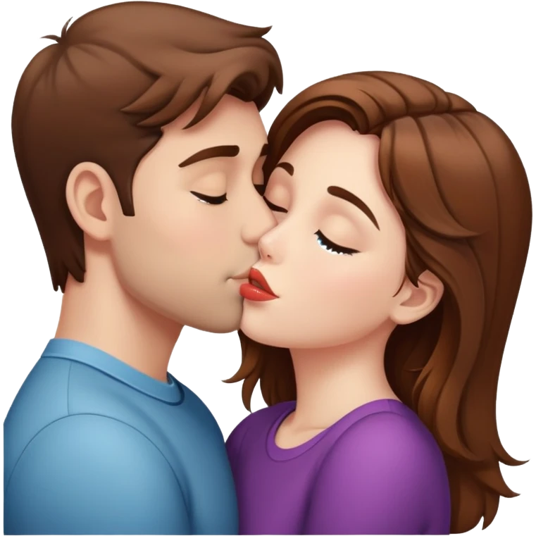 Brown hair girl Kissing guy emoji