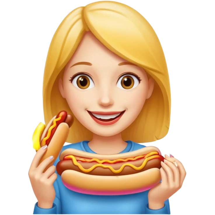 woman eating hotdog emoji