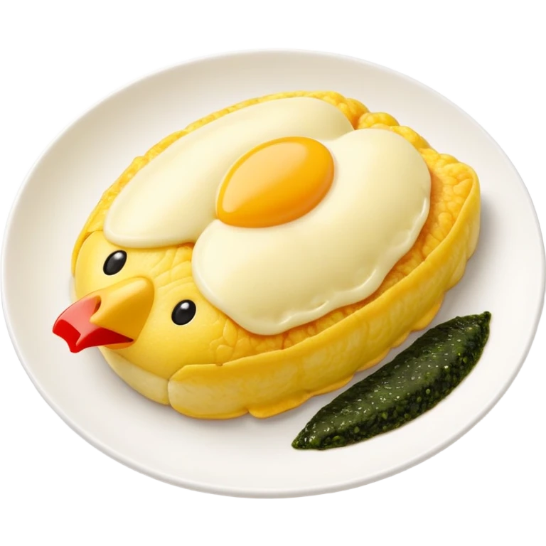 Japanese omurice with cute yellow chick face on top emoji