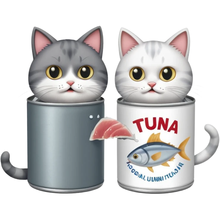 Two cats arguing over TUNA emoji
