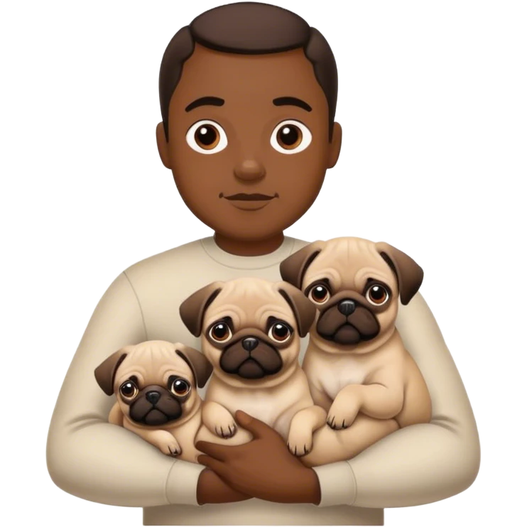 Black man holding pugs  emoji