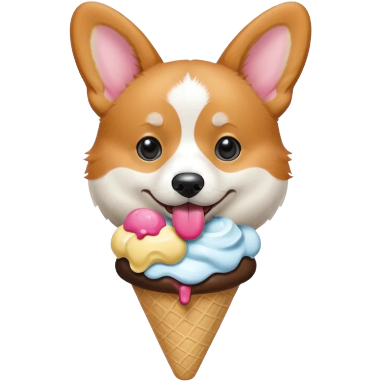 Corgi eating ice cream emoji