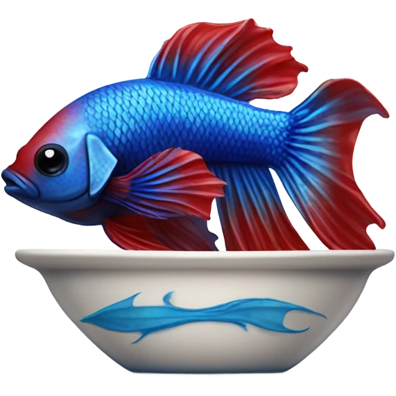 Red and blue betta fish with sauce  emoji