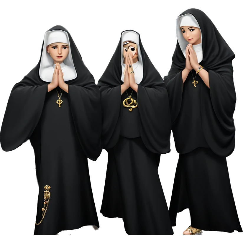girls in prayer with jewelry emoji
