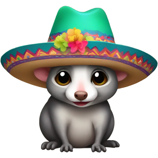 Possum with colorful sombrero emoji