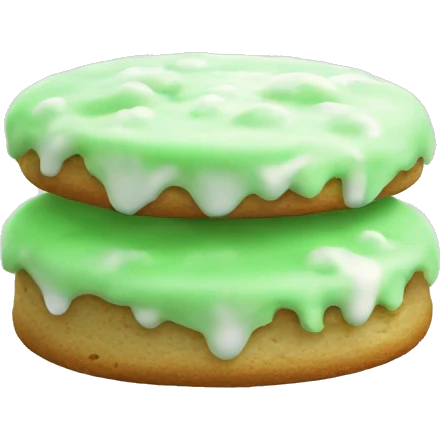 light green cookie with a white frosting on top emoji
