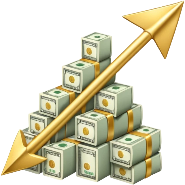 investment concept with upward arrow and money with more details emoji