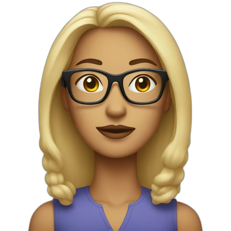 Stern woman wearing rectangle glasses emoji