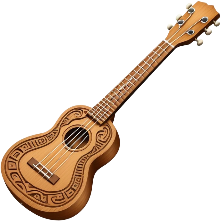 Ukulele with Polynesian carvings emoji