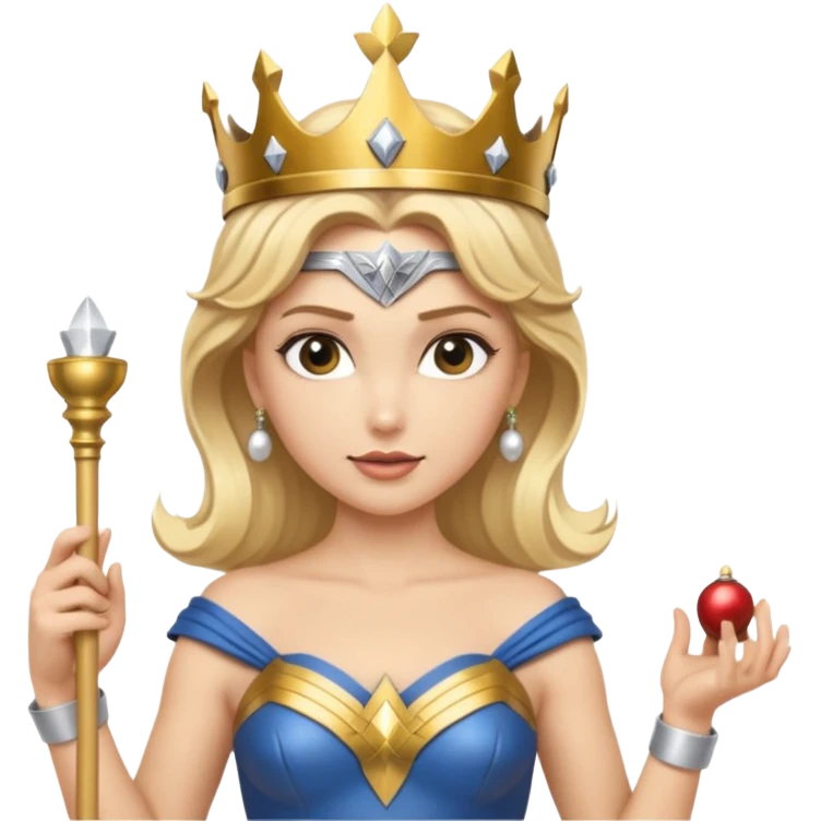 Blonde Wonder Woman holding short white orchestra conductor’s baton and bell emoji