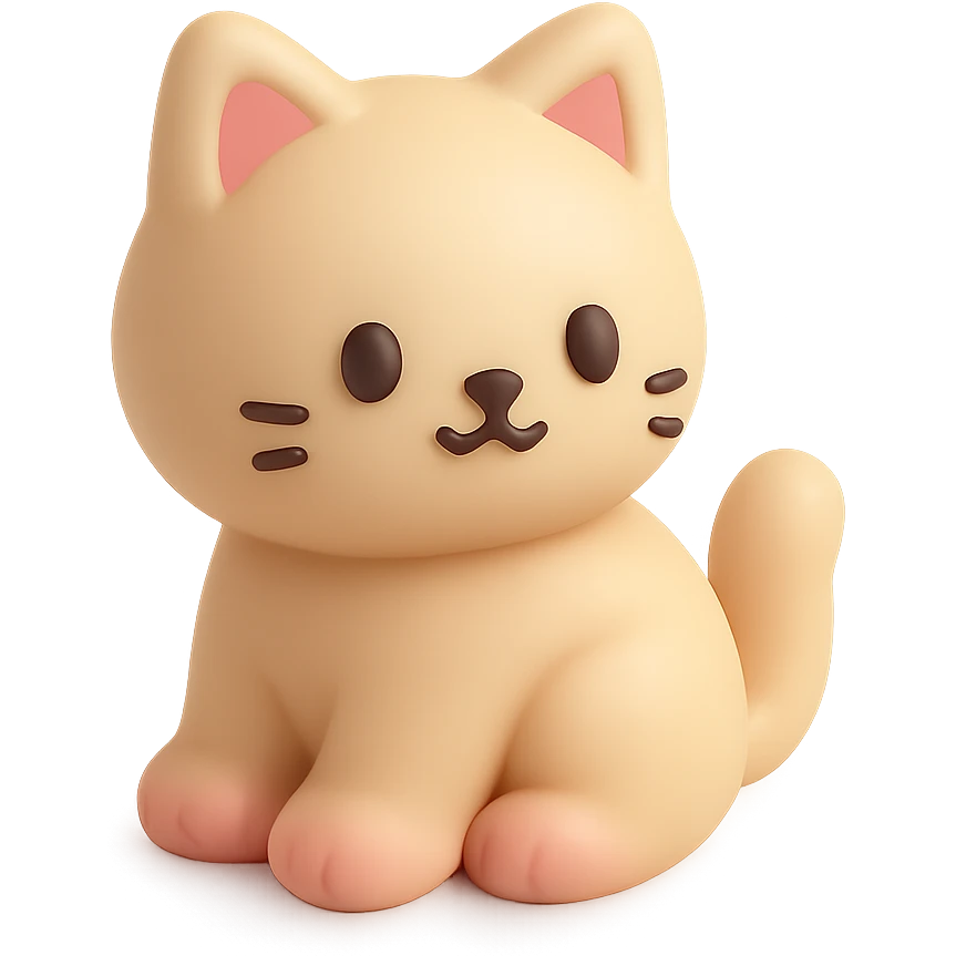 minimalist 3D poly icon of a cat emoji