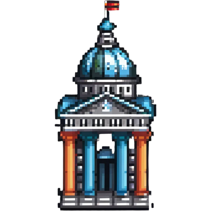 tiny simple city hall building icon with columns, modern colors, minimal details, small size emoji
