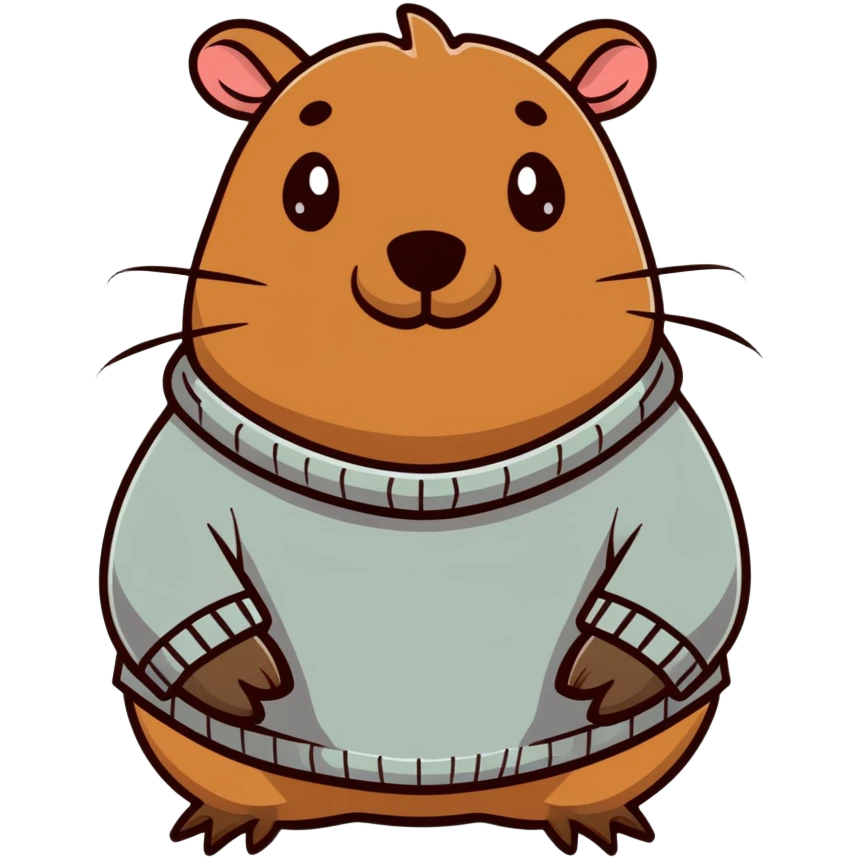 capybara smiling wearing a light grey sweater emoji