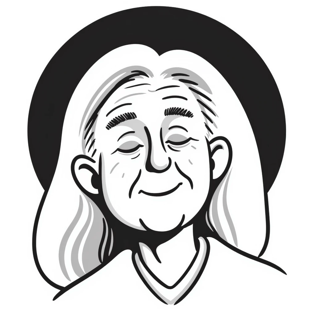 old woman face with a halo emoji