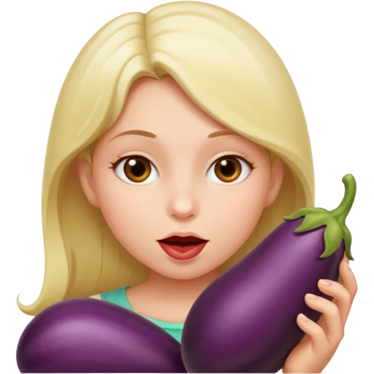 Girl sucking flesh colored eggplant emoji
