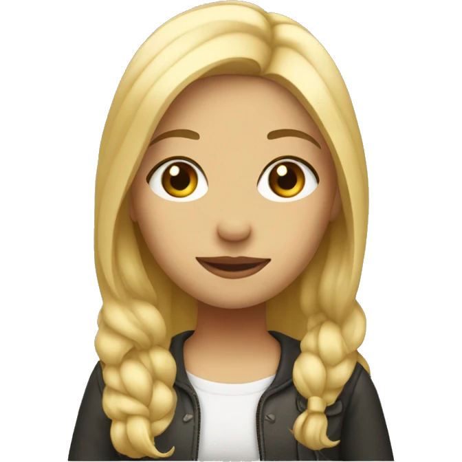 blonde girl with peace sign emoji