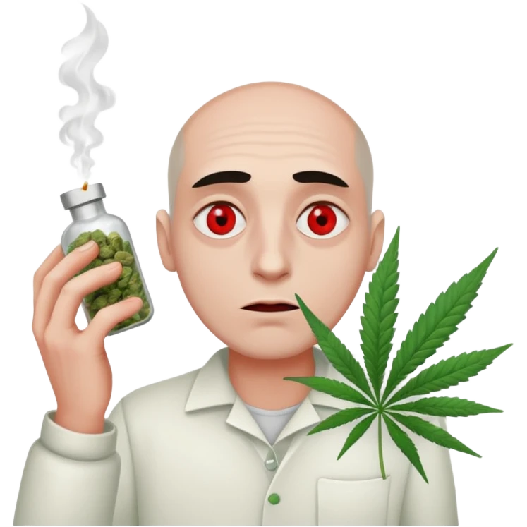 gang dealer man drugged white with cannabis on a hand emoji