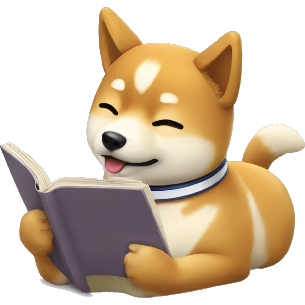 shiba inu reading manga emoji