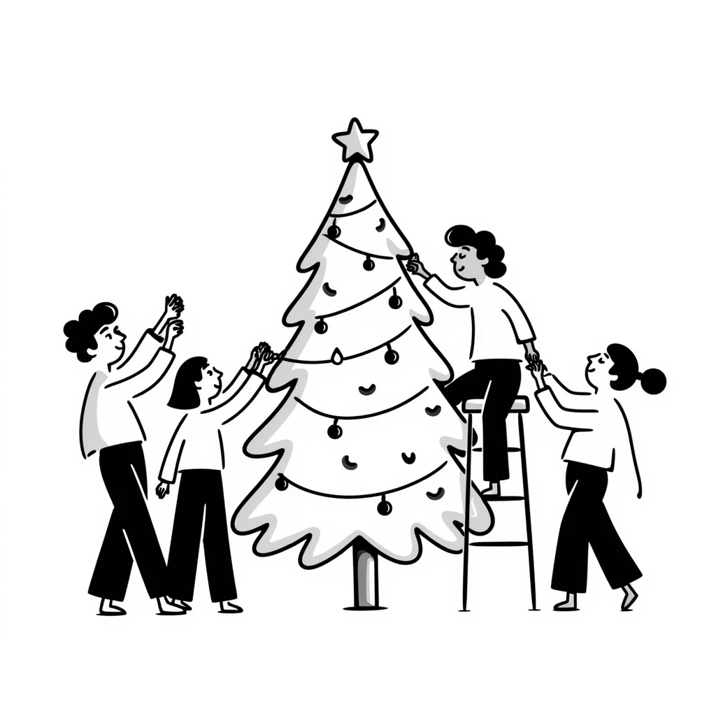 people decorating a Christmas tree emoji