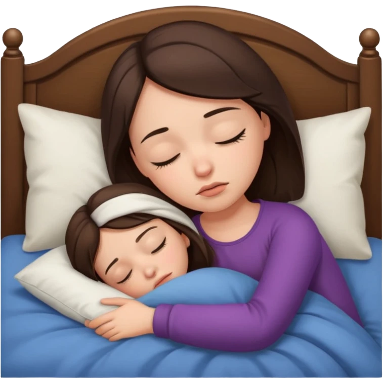 generate a girl brunette sleeping in bed. she looks sad emoji