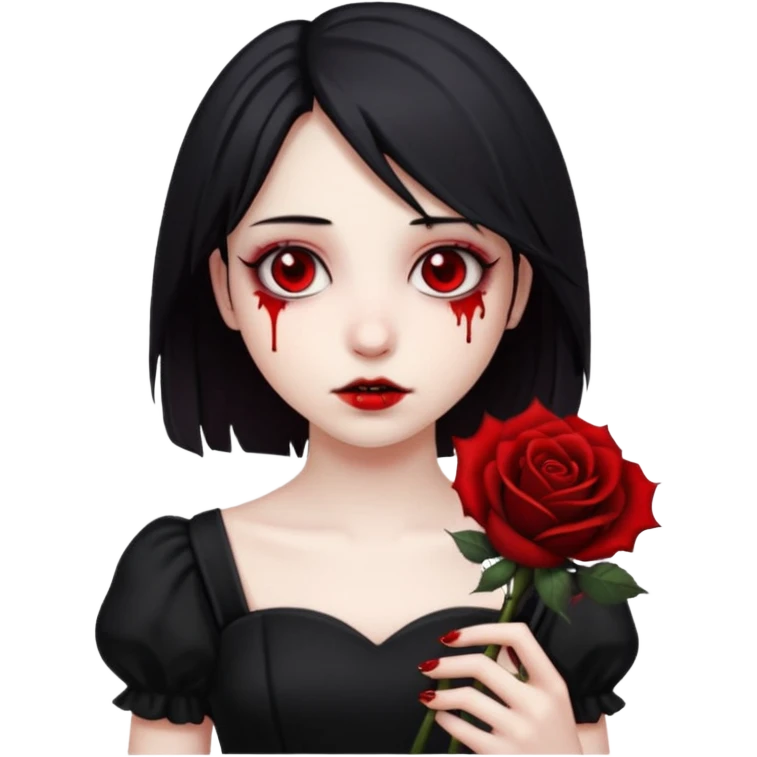 Bloody black rose emo girl emoji