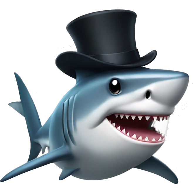 Shark with a top hat emoji