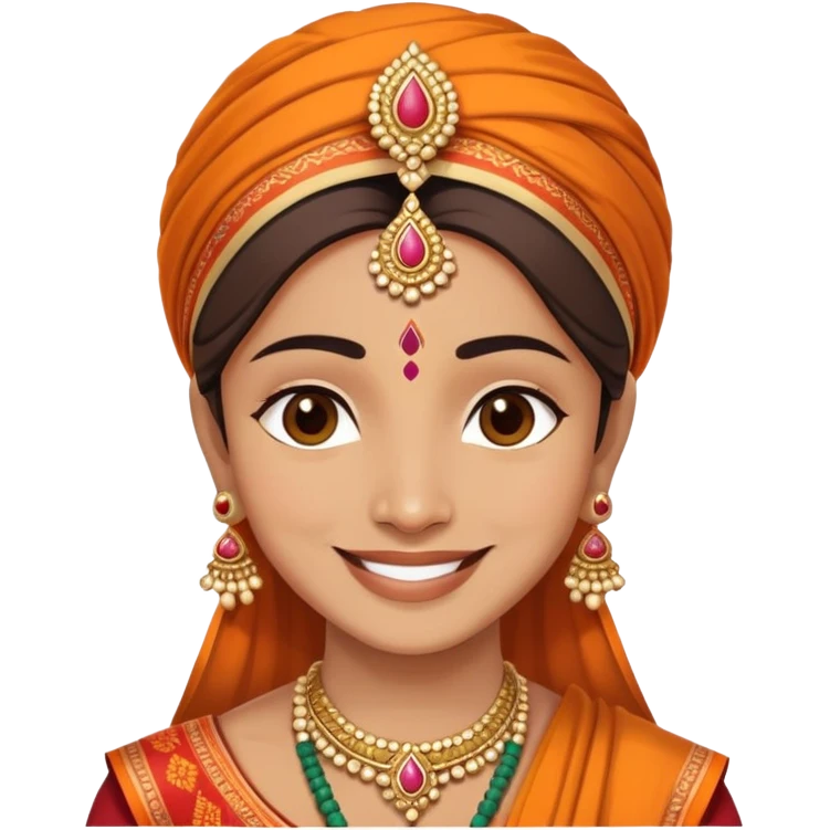 A smiling person wearing traditional Indian clothes and bindi emoji