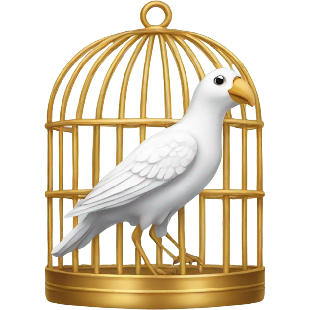 White bird in a golden cage emoji