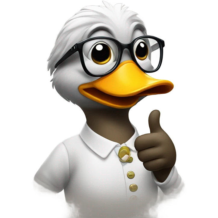duck with glasses with huge thumbs up emoji