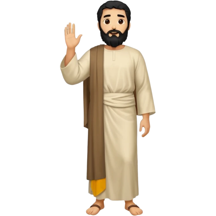 fullbody, head-to-toe, Jesus's apostle Thomas, black hair and black beard, normal emoji style, different pose emoji