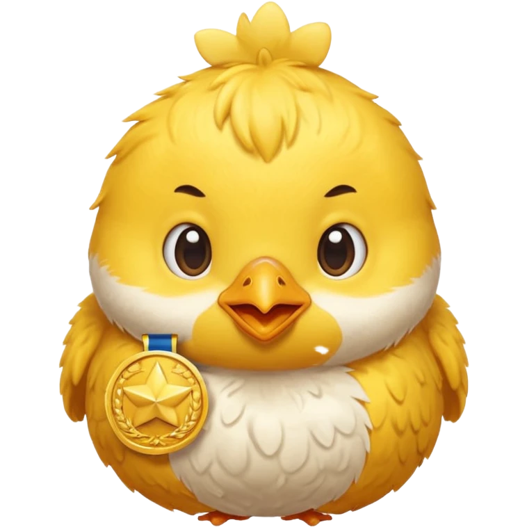 Round chick with gold medal  emoji