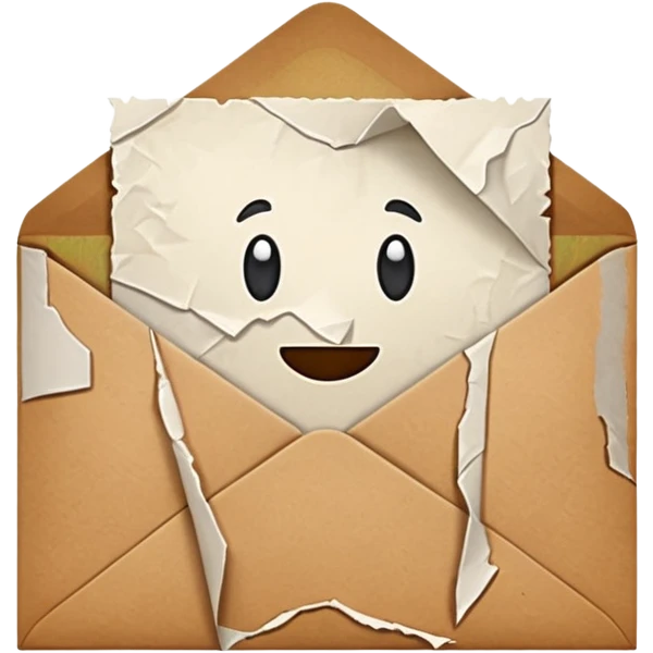 a torn paper coming out of an envelope emoji