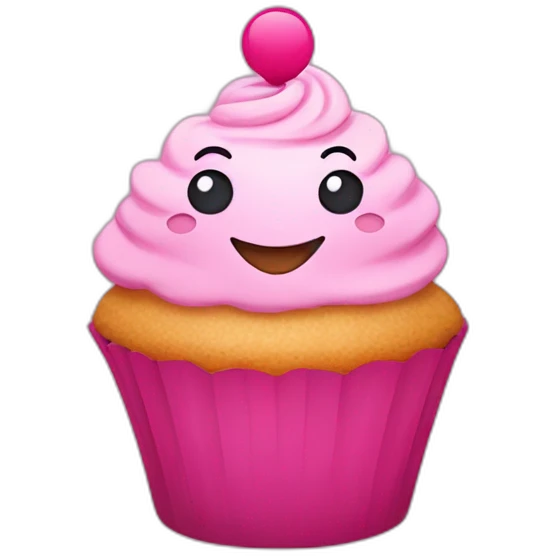 Happy pink cupcake emoji