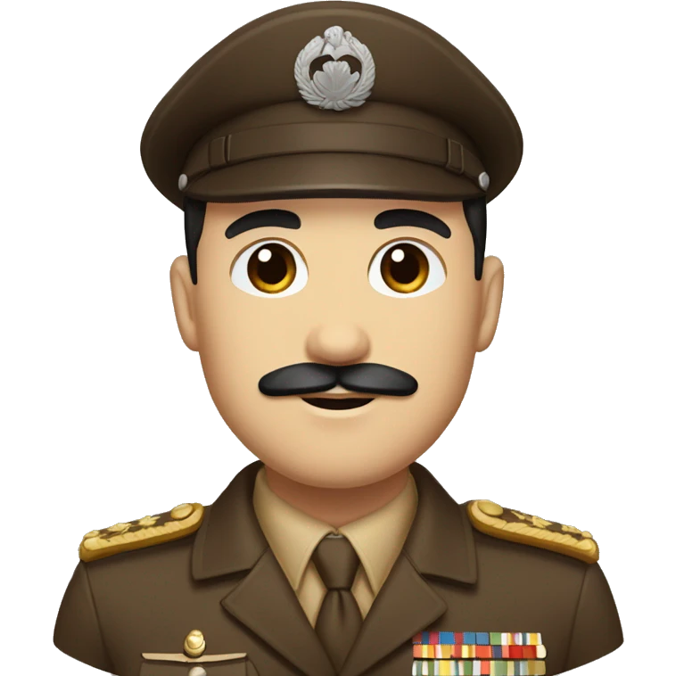 Guy in a ww2 brown uniform with square mustache and side part black hair emoji