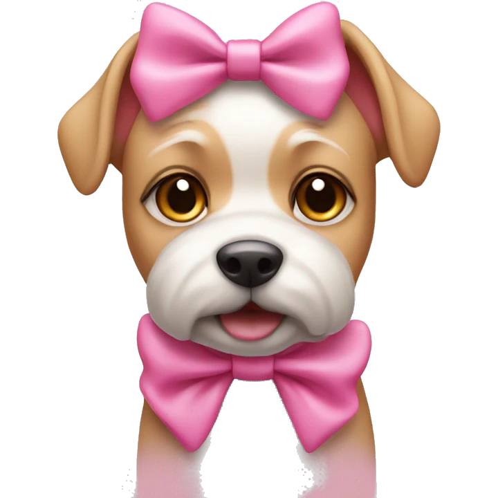 Cute pink dog with pink bow  emoji