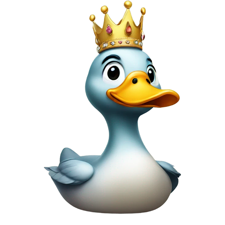 Duck wearing a crown emoji