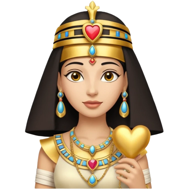 Queen of ancient Egypt holding heart  emoji